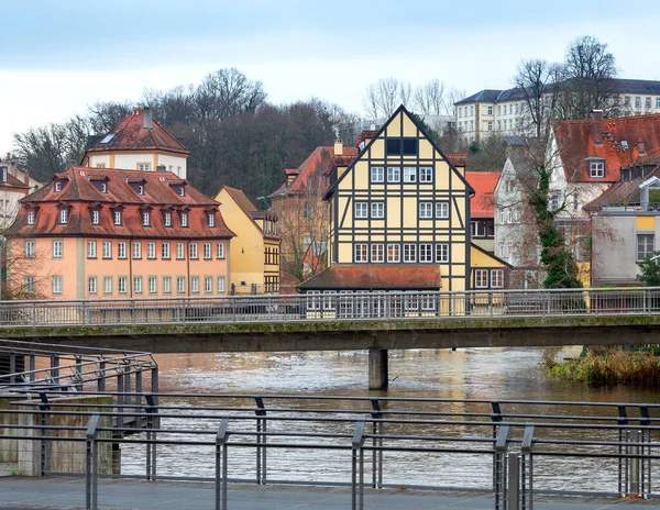 Bamberg. Staré městské nábřeží při západu slunce. — Stock fotografie