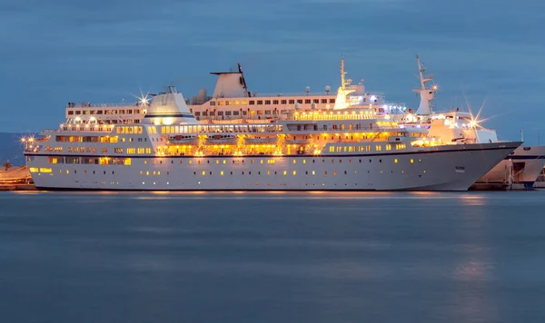 Passager Ferry Jetée Dans Port Mer Nuit Partage Croatie — Photo