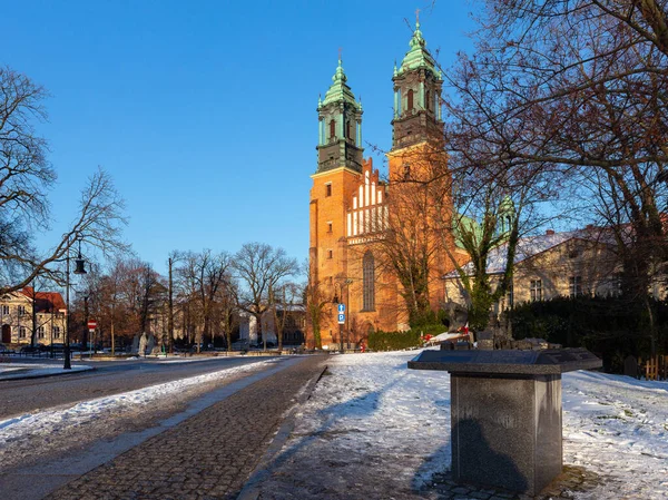 Poznan. Cathedral on Tumskiy Island on a sunny day. — Stock Photo, Image
