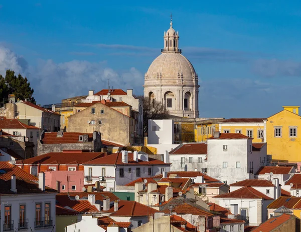 Vista Aérea Del Antiguo Barrio Medieval Alfama Lisboa Portugal — Foto de Stock