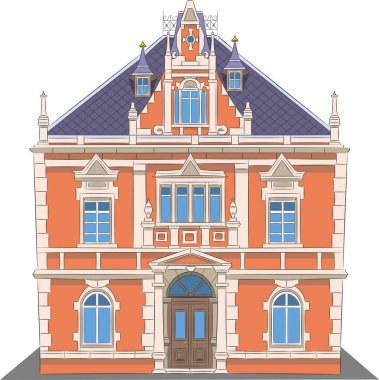 Zengin sıva ve sütunları olan eski, güzel, geleneksel bir Polonya evi. Polonya. Poznan..