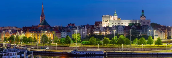 Vue Panoramique Pittoresque Sur Remblai Vieille Ville Lever Soleil Szczecin — Photo