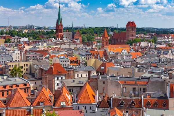 Vista Aérea Parte Histórica Cidade Velha Torre Prefeitura Polônia Torun — Fotografia de Stock