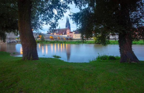 Ratisbonne. Vue de la vieille partie historique de la ville à l'aube. — Photo