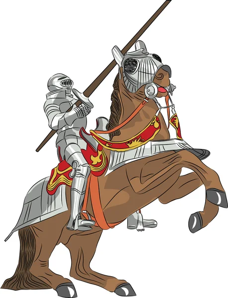 Vector medieval Caballero de la armadura a caballo — Stockvector