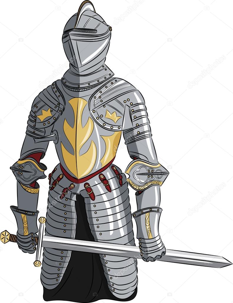Vector medieval knight with sword