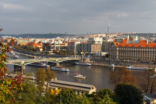 Vista de Praga e do rio Vltava . — Fotografia de Stock