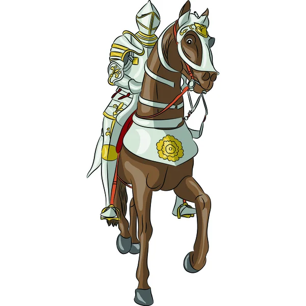 Vector caballero medieval en armadura a caballo — Vector de stock