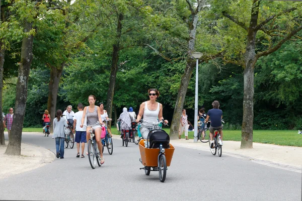 Cyklisté v Amsterdamu. — Stock fotografie