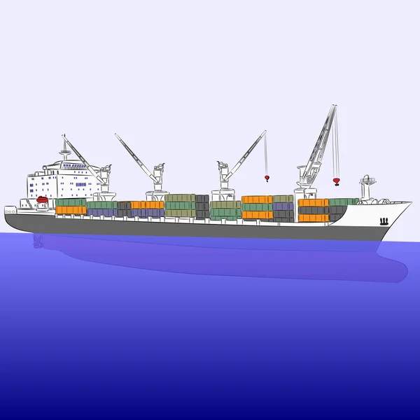 Vektor-Frachtschiff. — Stockvektor