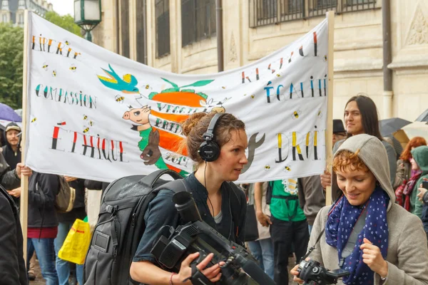 Til Paris. Demonstration af vegetarer . - Stock-foto