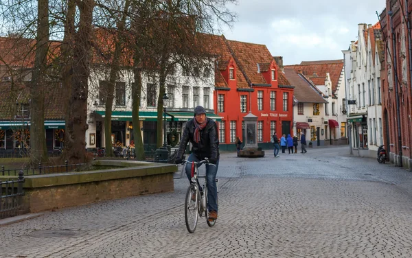 stock image Bruges. Cyclist.