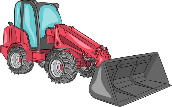 Chargeuse sur pneus compacte vectorielle . — Image vectorielle