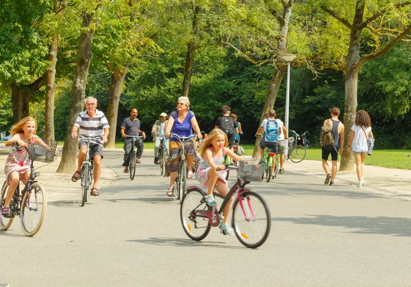 Cyklisté v Amsterdamu. — Stock fotografie