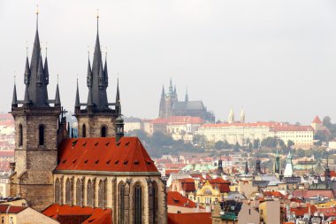 eski kiremitli çatılar Prag, Çek Cumhuriyeti.