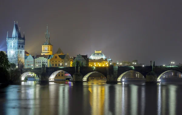 Prague. Charles Bridge at night. — Stock Photo, Image