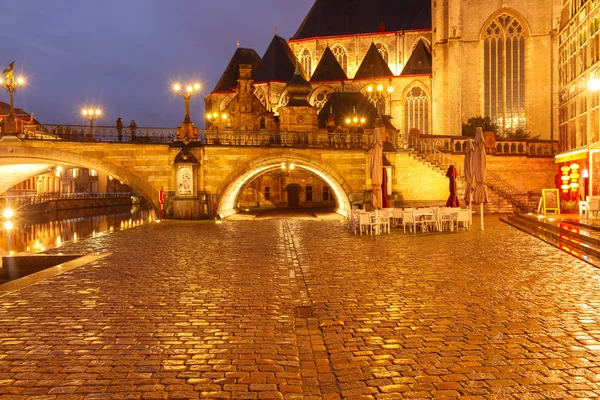 Belgium. Gent at night. — Stock Photo, Image