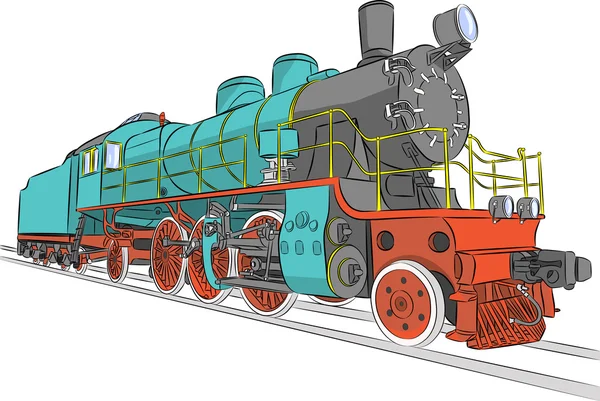 Locomotora de vapor . — Vector de stock