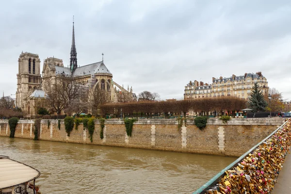 Cattedrale di Notre Dame e ponte dell'Arcivescovado  . — Foto Stock