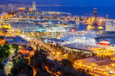 Barcelona and the port at night.