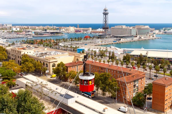 Barcelona. Montjuic hill tepesine teleferik.