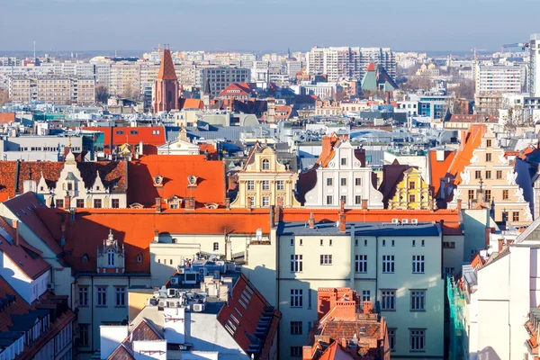 Wroclaw. Uitzicht over de stad van bovenaf. — Stockfoto
