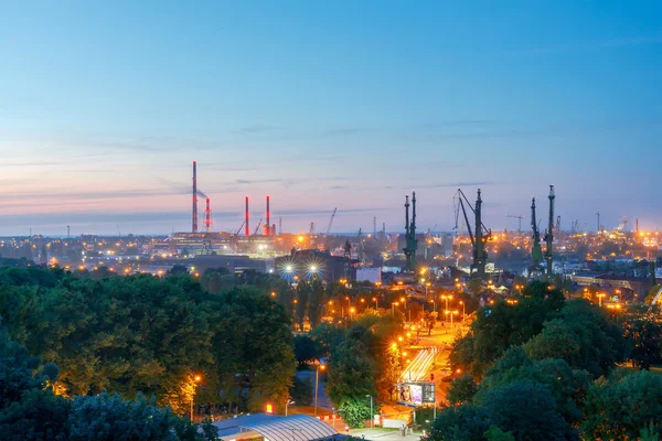 Gdansk shipyard at night. — Stock Photo, Image