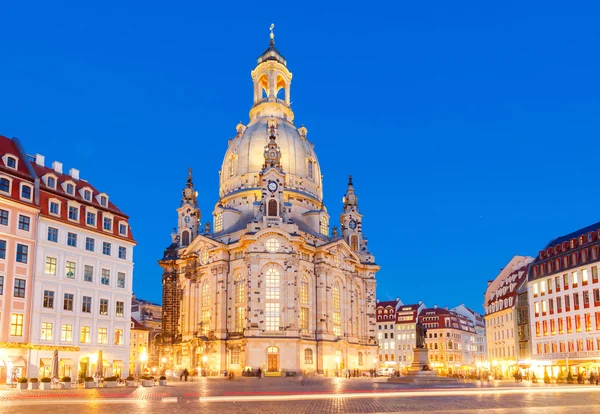 Дрезден. Frauenkirche церковь ночью . — стоковое фото