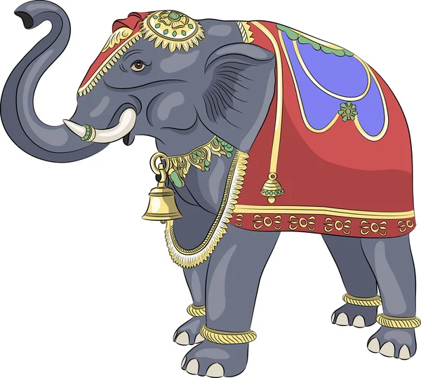 Vector. Indische olifant ingericht. — Stockvector