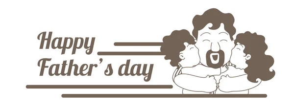 Father Day Cute Character Flat Design Banner Pastel Color Full — Stock Vector