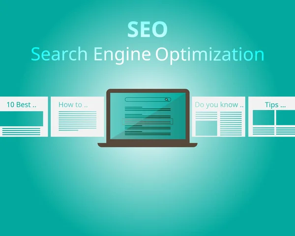 Seo Search Engine Optimization Partir Bom Conteúdo Vetor —  Vetores de Stock