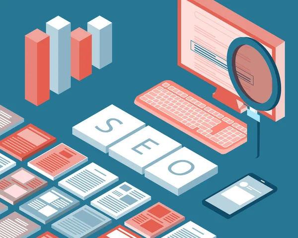 Seo Optimización Motores Búsqueda Una Gran Cantidad Vector Contenido — Vector de stock