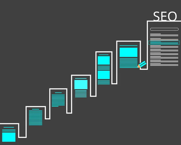 Content Writing Helpt Bevorderen Zoekmachine Rang Seo Vector — Stockvector