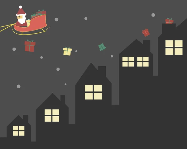 无声无息的黑夜与勤劳的圣诞老人病媒 — 图库矢量图片