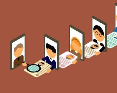İnsan kaynakları vektöründeki cep telefonuyla birçok adayı işe alma teknolojisi
