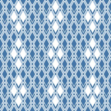 Duvar kağıdı, kumaş ve tekstil tasarımı için açık mavi ve beyaz arkaplanda elmas şekilli kusursuz desen
