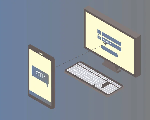 Otp Contraseña Una Sola Vez Para Verificar Iniciar Sesión Vector — Archivo Imágenes Vectoriales