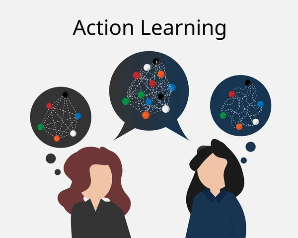 Action Learning Für Eine Kleine Gruppe Diskutieren Probleme Lösen Vektor — Stockvektor