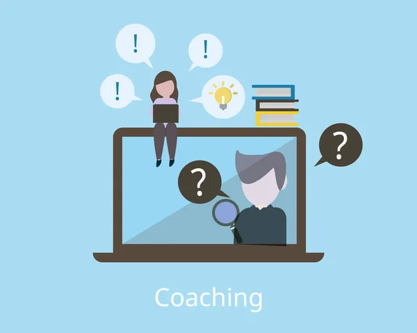 Coaching Empregado Como Ele Funciona Para Ajudar Empregado Aprender Vetor — Vetor de Stock
