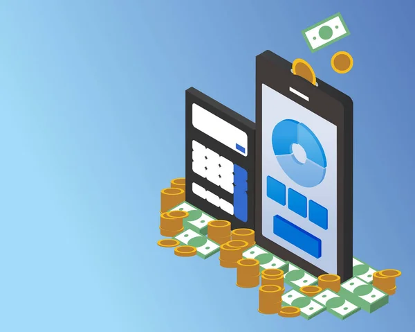 Úspora Peněz Aplikace Mobilního Telefonu Pro Rozpočet Plánovač — Stockový vektor