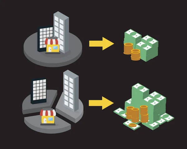 Asset Stripping Het Proces Van Het Kopen Van Een Ondergewaardeerde — Stockvector