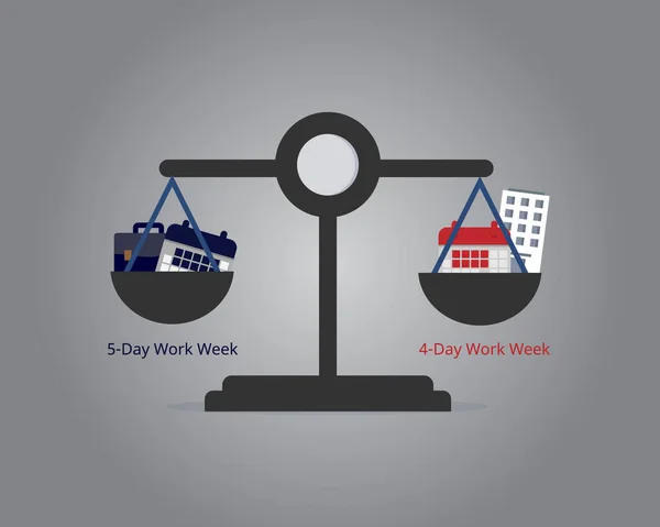 Сравнить Разницу Между Дневной Рабочей Неделей Дневной Рабочей Неделей — стоковый вектор