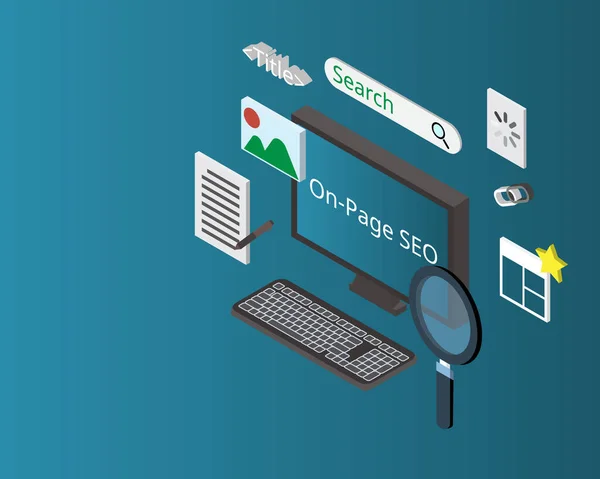 Sur Page Seo Concentre Sur Optimisation Des Parties Votre Site — Image vectorielle