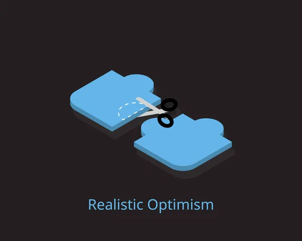 Realistický Optimismus Předpokládá Naději Pozitivní Výsledek Stanovením Dosažitelných Cílů Snahou — Stockový vektor