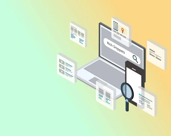 Diferentes Tipos Fragmentos Ricos Resultados Ricos Con Datos Adicionales Mostrados — Archivo Imágenes Vectoriales