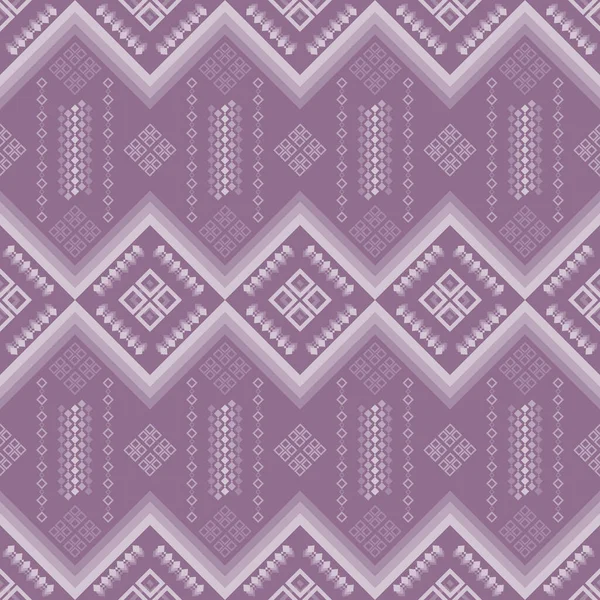 Этническая Геометрическая Фиолетовый Цветок Бесшовный Черном Фоне Ткани — стоковый вектор