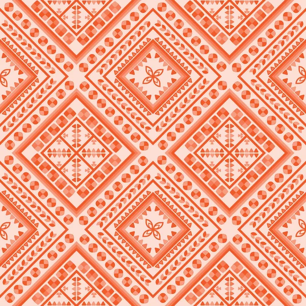 Etnik Geometrisk Orange Blomma Sömlös Orange Bakgrund För Tyg — Stock vektor