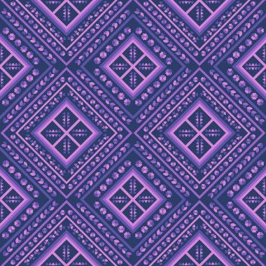 Mor arkaplanda kumaş için etnik geometrik mor lekesiz