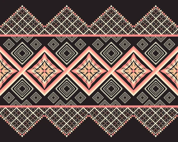 Motif Ethnique Avec Sans Couture Géométrique Fond Noir Pour Tissu — Image vectorielle