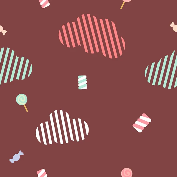 Candy Sweets Come Out Cloud Fabric Seamless Cute Pattern — 스톡 벡터